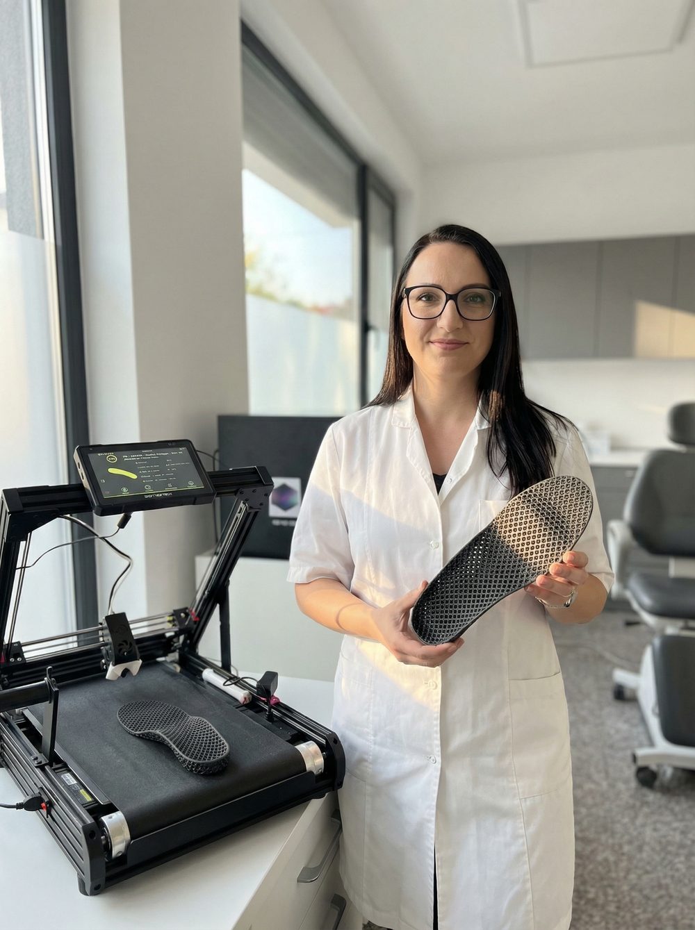 Clinician operating in-clinic 3D printer for custom orthotic production