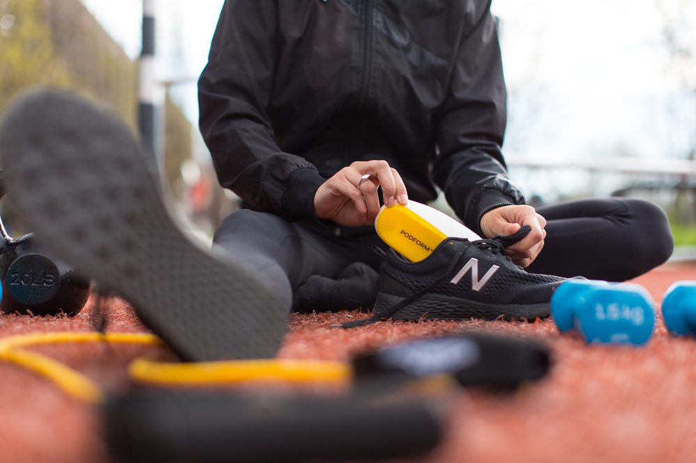 Custom 3D-printed orthotic shoe insert designed for flat feet arch correction