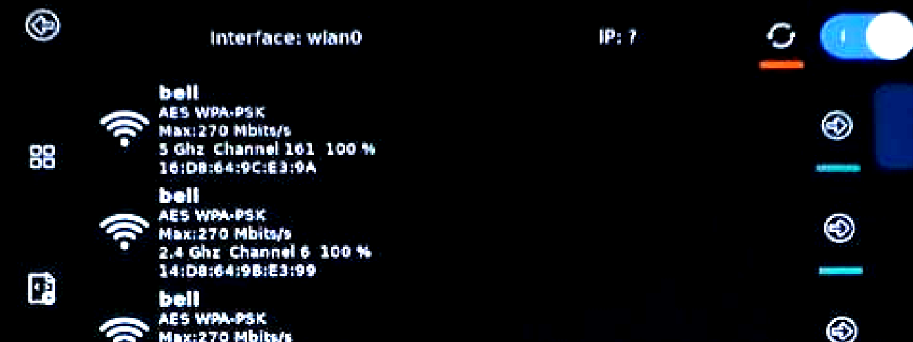WiFi network list from the original manual
