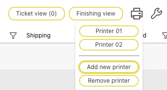 Portal menu showing add new printer