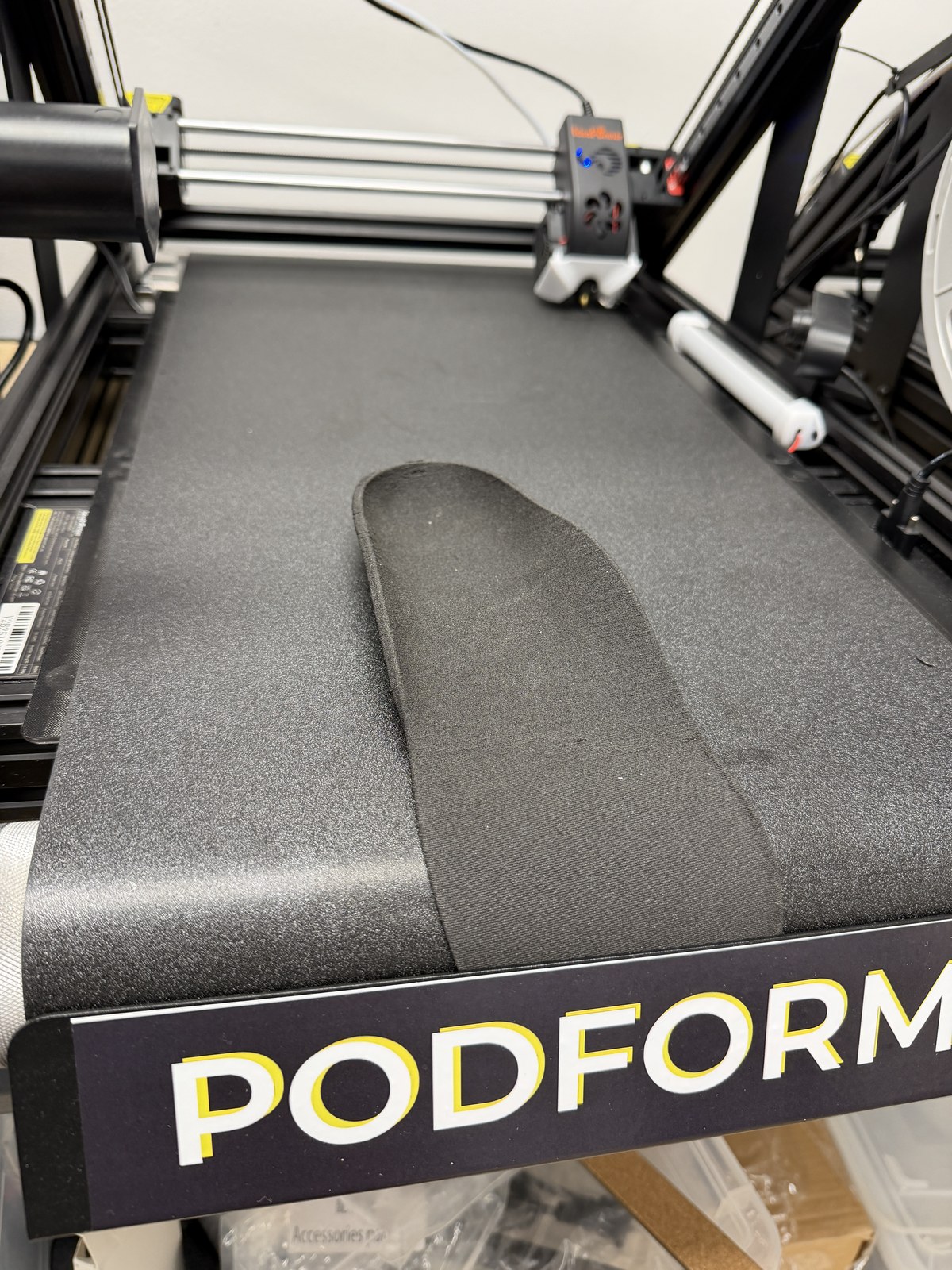 Printed insole showing belt contact risk when baffle clearance is wrong