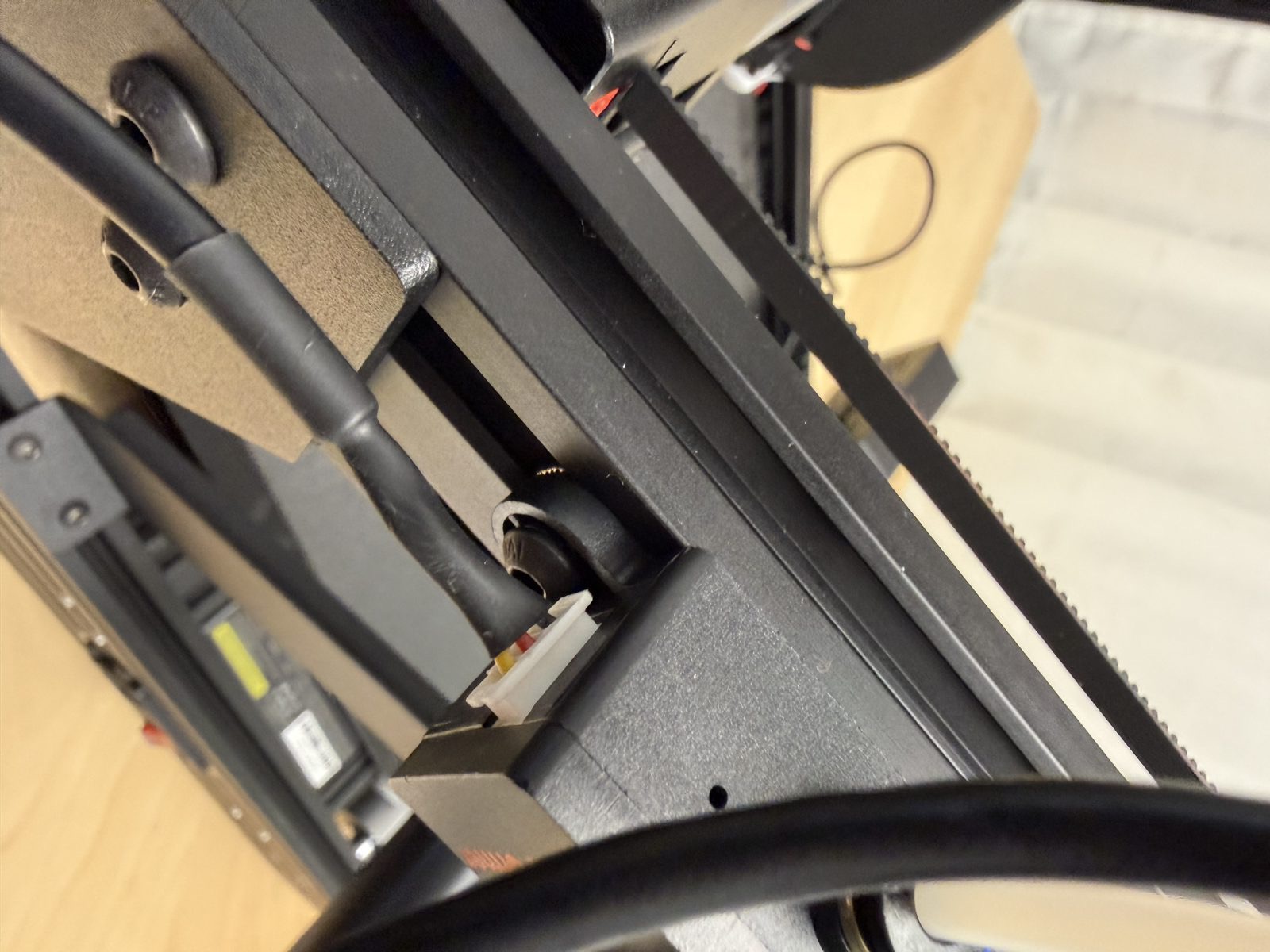 Close-up photo of the motion sensor cable connection point